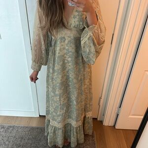 Rare 1970s Gunne Sax floral maxi dress